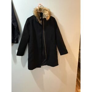 J. Crew Crewcuts Black Chateau Wool & Faux Fur Parka Coat Big Girls Size 16 NWT